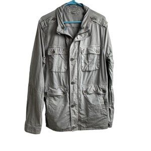 Departwest‎ Buckle Jacket Size Large Light Gray Cotton